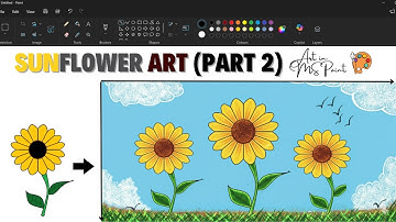 How to Draw Sunflowers🌻 in MS Paint | Step by Step flowers drawing tutorial | Part 2