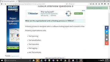What are the organizational units of testing process in TOSCA? | javapedia.net