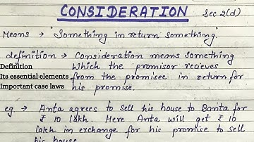 Consideration and its essential elements|| indian contract act 1872