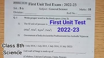 First Unit Test Class 8th Science question paper unit test