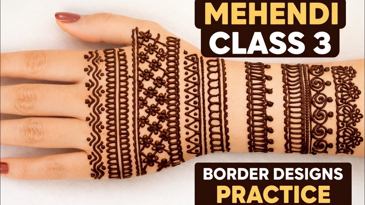 Beginner Mehendi Borders Practice | Easy & Clean Line Designs