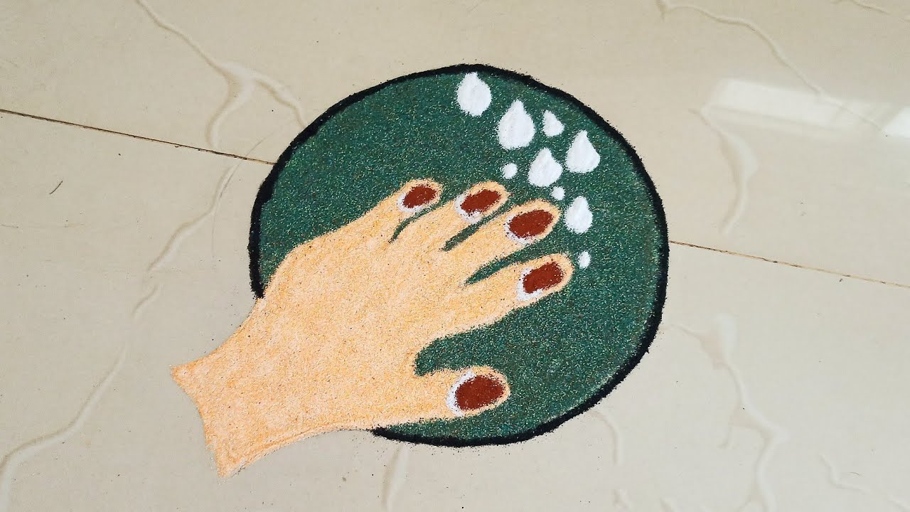 Wash your hands to stop Corona Virus/Stay Safe/Save INDIA rangoli/COVID ...