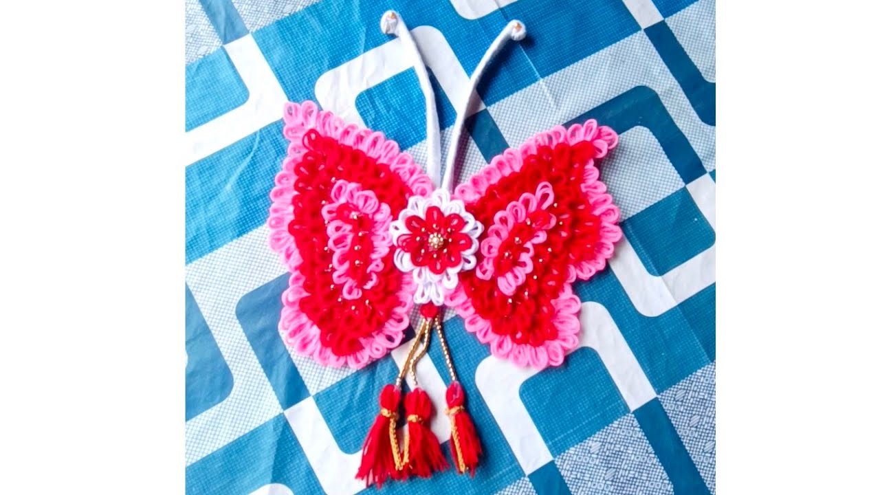 Easy woolen butterfly making idea/wall showpiece 