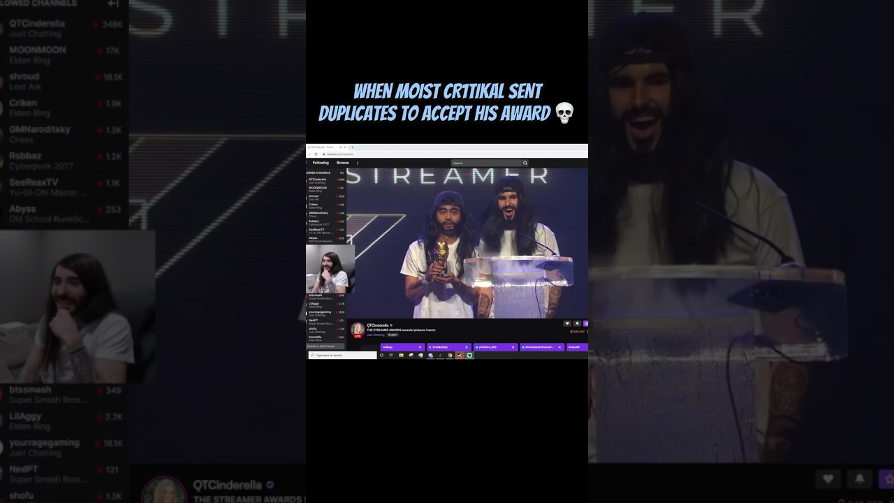Moist Cr1tiKal duplicates at the streamer awards #moistcr1tikal #penguinz0