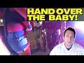 Cop Punches Mom Holding Baby