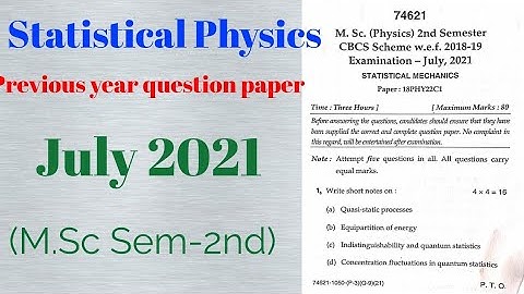 Statistical Mechanics 2nd Semester MSc Physics