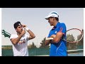 Tennis drill how to hit the backhand on the run with coach wael kilaniatp player anis ghorbel