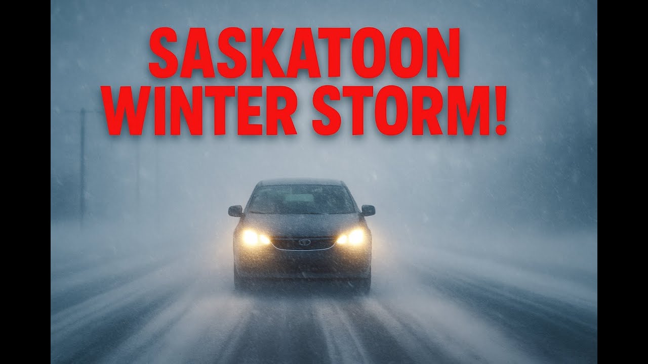 Driving Through Heavy Snowfall in Saskatoon, Canada 
