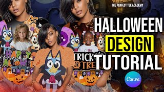 LAST MINUTE HALLOWEEN SUBLIMATION SHIRT DESIGN TUTORIAL | TEMPLATE INCLUDED RESELL ON ETSY