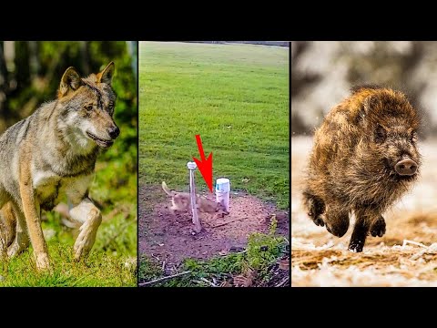 Estos LOBOS DEMUESTRAN SU INTELIGENCIA usando un comedero de JABALÍ hecho por humanos para CAZAR