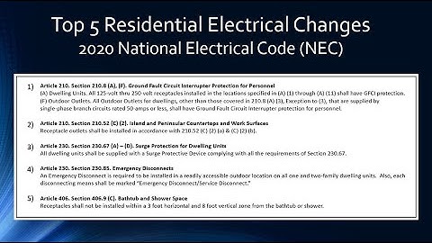 2020 Electrical Code Change