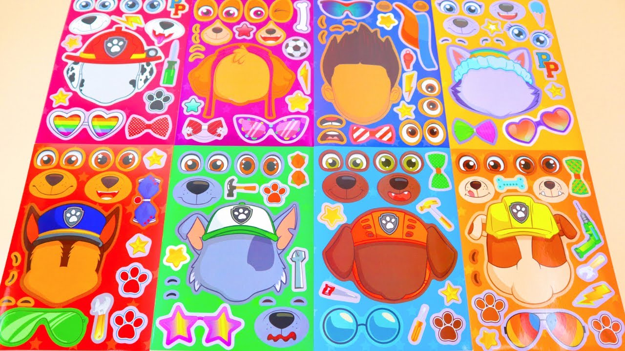 [Sticker ASMR]Satisfying Sticker Book Dress Up Paw Patrol Skye,Chase,Ryder,Marshall,Everest,Rubble