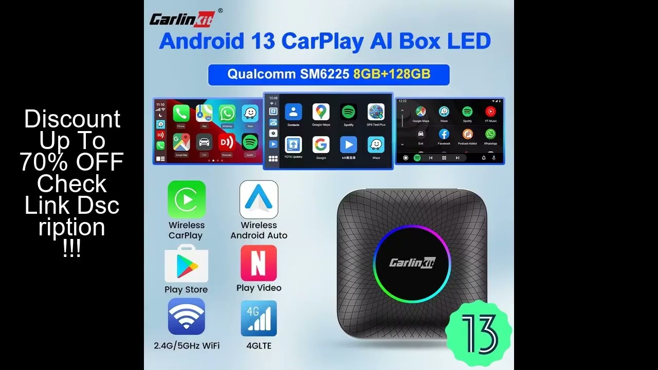 CarlinKit CarPlay Ai Box Android 13 SM6225 8 Cores 64GB 128GB Car Smart Streaming Box Wireless CarPl