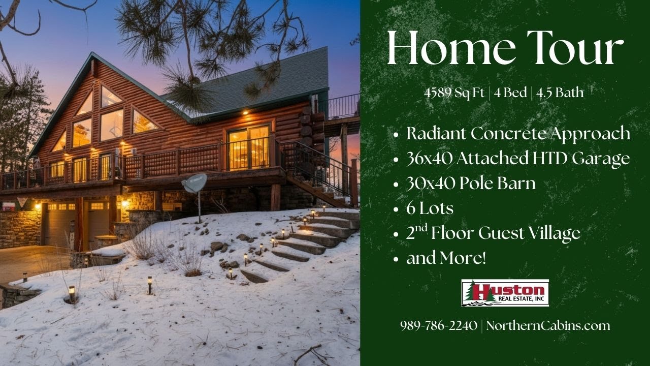 9460 Maple Trl, Atlanta, MI | Luxury Log Living at Canada Creek Ranch