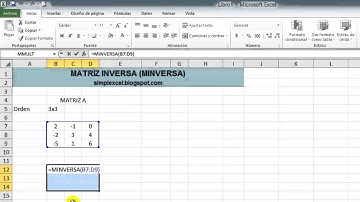 Matriz inversa en Excel - Simplexcel