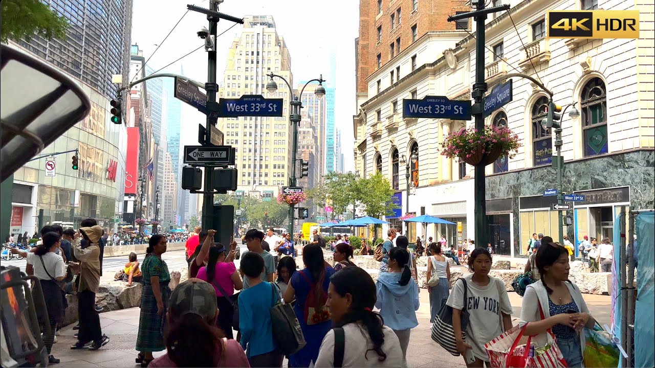 Walking NYC- Greely  Square Park  , Korea Town , 5th Avenue & Bryant Park