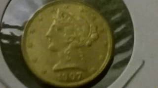 U.S. 1907-D $5 LIBERTY HEAD gold coin