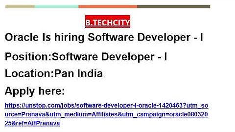 Oracle Is hiring Software Developer - I