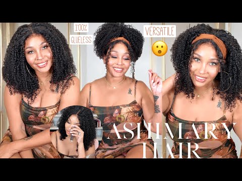 1 WIG MULTIPLE STYLES?! 😳 ULTIMATE VERSATILE GLUELESS KINKY CURLY WIG FT. ASHIMARY HAIR