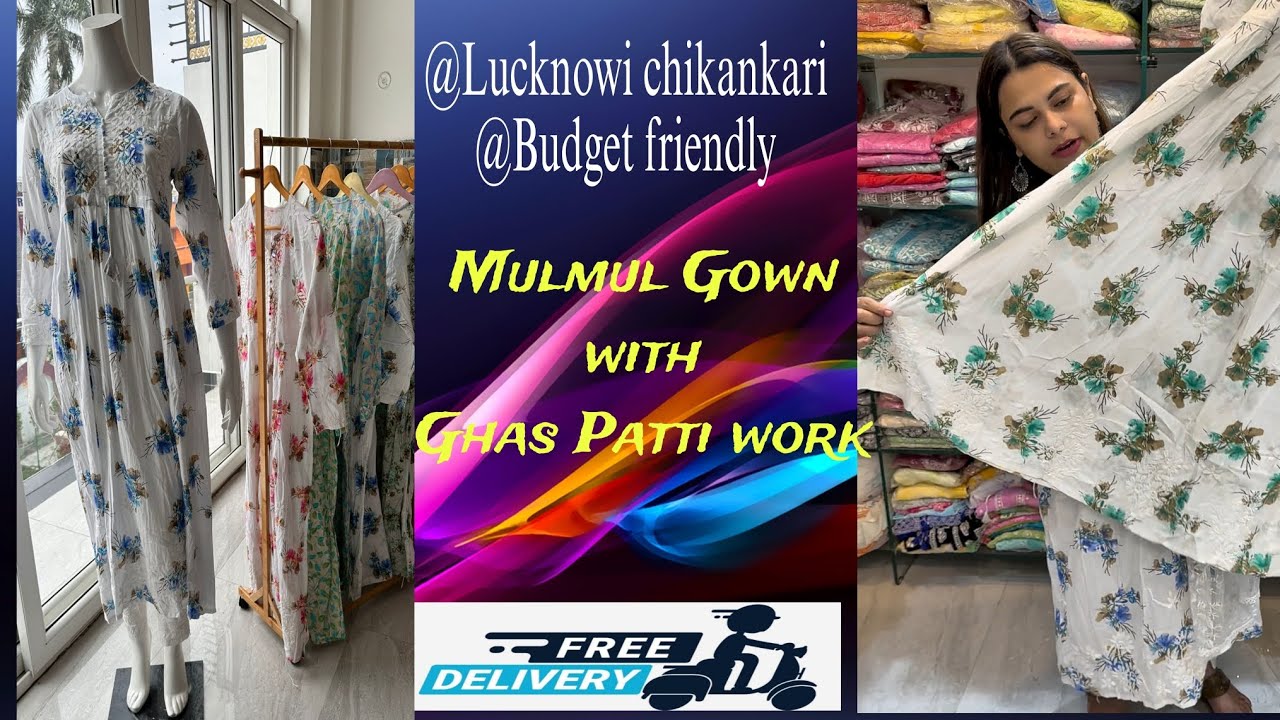 Buy Printed Mulmul Chikankari Kurta Online | Buy Chikan Kurti Online