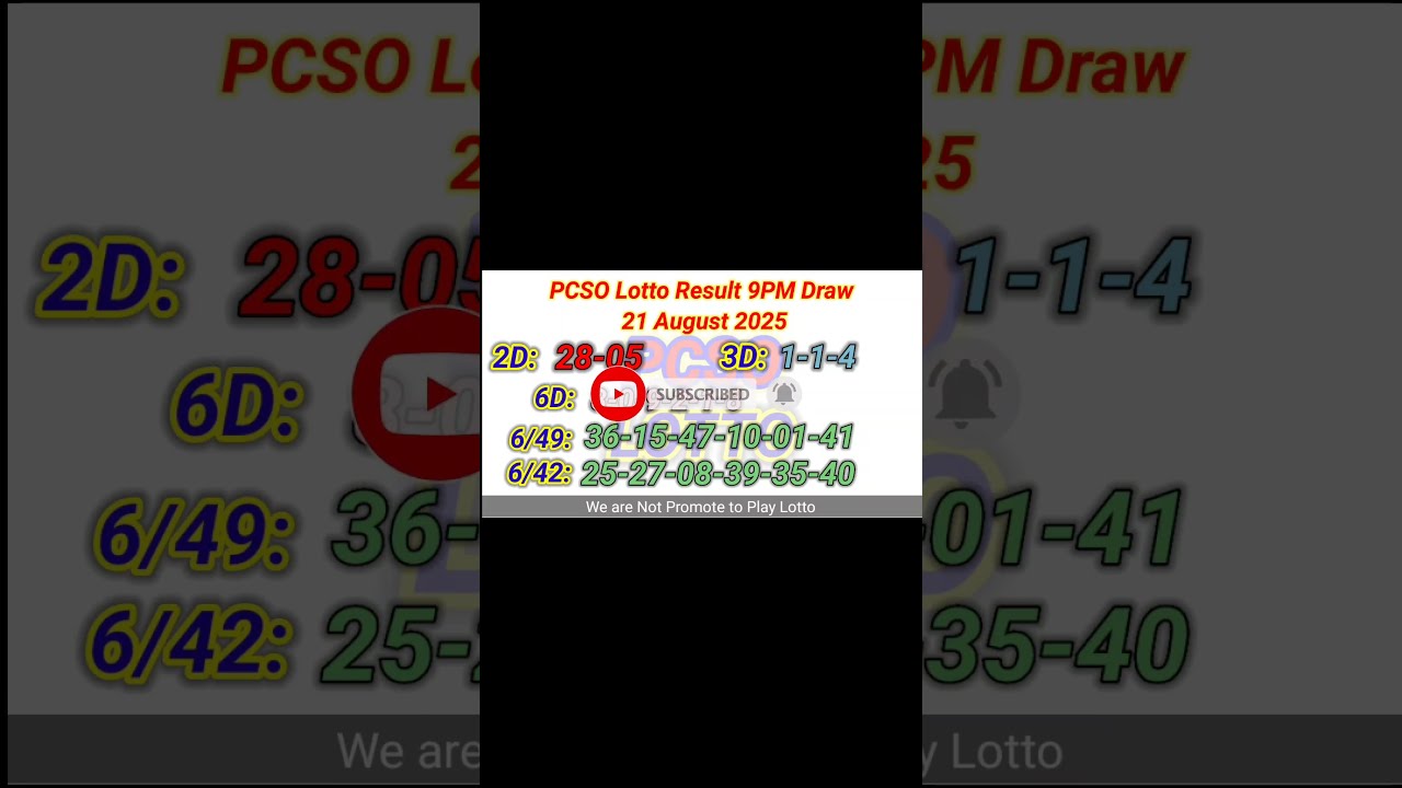 Lotto Result Today 9pm Live Draw August 21 2025 Swertres Ez2 PCSO