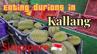 Eating durians in Kallang, Singapore