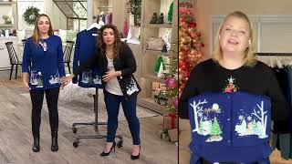 Quacker Factory A White Christmas V-Neck Cardigan on QVC