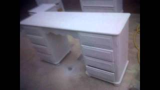 how to paint furniture, spray paint /hand painted furniture / pine units resprayed orchid white