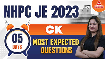 NHPC JE | NHPC JE GK Revision Most Expected Question | NHPC JE Exam Previous Year Question Paper GK