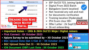 TCS Joining Letter 2023 | TCS Ninja Digital Joining Date | TCS BGC Set 1-2-3 OBF iON Document Upload