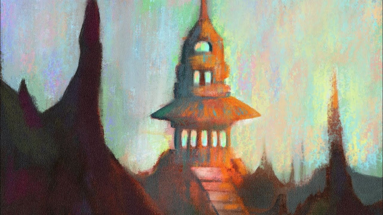 Copper Tower | Digital Oil Pastel Time-lapse in Procreate