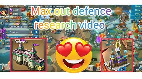 lords mobile Max out defence research video with using speed up and technolab