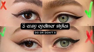 ‎3 Easy Eyeliner Styles | Beginner Friendly Step by Step Tutorial