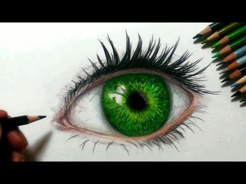 色鉛筆で目を描いてみた 緑の瞳編 目の描き方 Draw Realistic Eyes Youtube