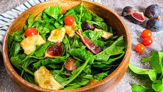 Grillad Halloumi & fikon sallad | Vegetariska gröna sallader