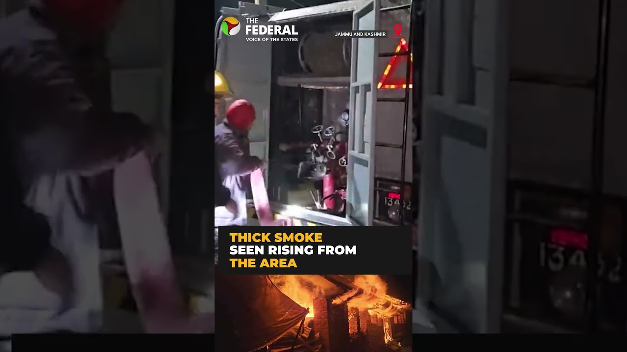 Fire breaks out at cowsheds in Anantnag&rsquo;s Kehribal | #shorts