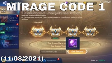 MIRAGE CODE 1 (11/08/2021)  -  500 DIAMOND ► MOBILE LEGENDS ADVENTURE