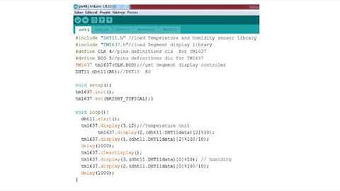 8ENG - Arduino UNO - LED segment shows the temperature and humidity