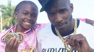 Chad Johnson aka Ocho Cinco and his daughter Cha'iel "Moca" Johnson | Track and field | and Day in