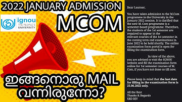 IGNOU MCOM || 2022 JANUARY SESSION || YEAR WISE OR SEM WISE || IGNOU ALERTS || MALAYALAM