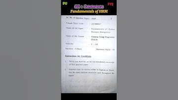 SEM 5 || GE : FUNDAMENTALS OF HUMAN RESOURCE MANAGEMENT #GE#DU#PYQ || FUNDAMENTALS OF HRM | DU | PYQ