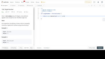 LeetCode 136. Single Number JavaScript Solution: One Line