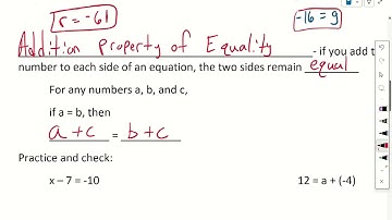 Subtraction and Addition Properties of Equality