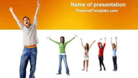 Hands Up Teenagers PowerPoint Template by PoweredTemplate.com