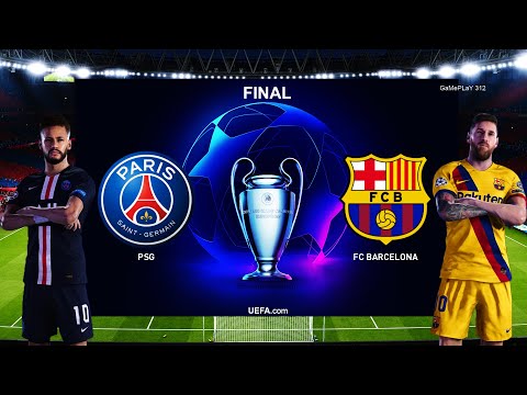 Pes 2020 Psg Vs Barcelona Uefa Champions League Final Ucl Gameplay Pc Neymar Vs Messi Youtube