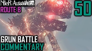 Nier Automata Walkthrough Part 50 - Grun Boss Battle Goliath EMP Machine (Route B)