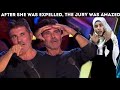 The jury throws the girl out, and when she sang she was awarded the golden buzzer