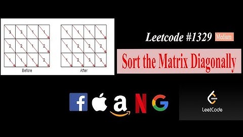 1329 Sort the Matrix Diagonally| Python| Medium| August Leetcode Challenge | Placement Preparation