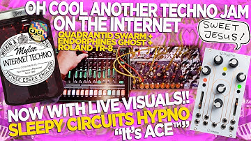 A techno jam with three things // quadrantid swarm, ghost, tr8 @SleepyCircuits hypno on visuals