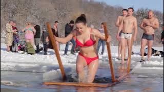 Beautiful Russian Ladies on Orthodox Epiphany bathing 2022 Day 3